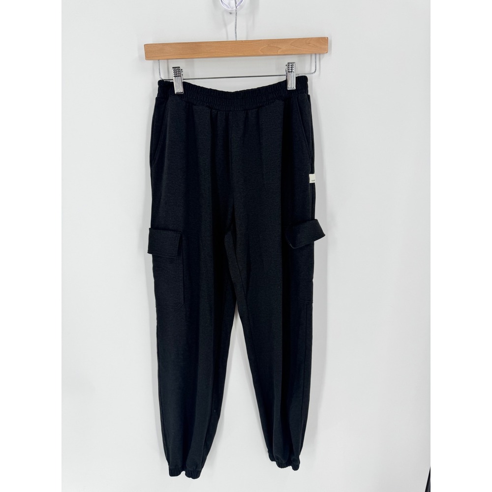 Vuori Cargo Jogger Pants Womens Washed Black Cargo Pockets Missing Drawstring